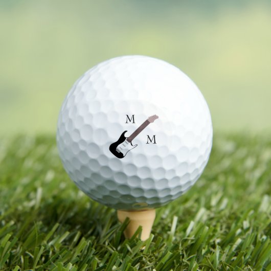 ゴルフボールモノグラムのエレキギターデザイン ゴルフボール (インサイチュ 木)