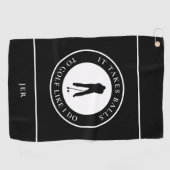 ゴルフボールユーモアのゴルファーSports Pun Monogram Black ゴルフタオル (横)
