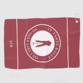 ゴルフボールユーモアのゴルファーSports Pun Monogram Red ゴルフタオル (横)
