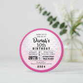 ゴルフボールラウンドピンクバースデーパーティーへの招待 招待状 (スタンド正面)