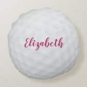 ゴルフボールレディーゴルファー可愛いカスタムピンク ラウンドクッション (裏面)