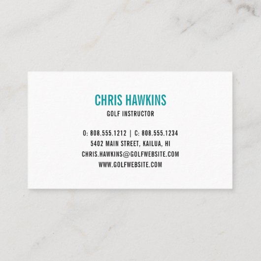 ゴルフボールロゴ | Golf Proまたはインストラクター 名刺 (裏面)