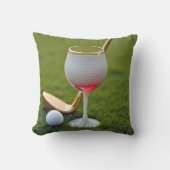 ゴルフボールワイングラス及び金ゴールドパター クッション (正面)