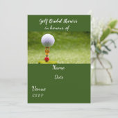 ゴルフボール付きのゴルフ ブライダルシャワー 招待状 (スタンド正面)