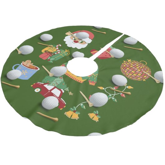 ゴルフボール付きゴルフクリスマス ブラッシュドポリエステルツリースカート (アングル)