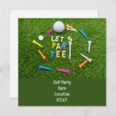 ゴルフボール付きゴルフパルティーパーティの招待状 セーブザデート (正面/裏面)
