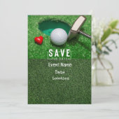 ゴルフボール付きゴルフパルティーパーティの招待状 招待状 (スタンド正面)