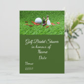 ゴルフボール付きゴルフブライダルシャワー日付を保存 招待状 (スタンド正面)