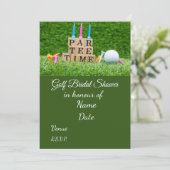 ゴルフボール付きゴルフブライダルシャワー日付を保存 招待状 (スタンド正面)