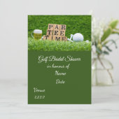 ゴルフボール付きゴルフブライダルシャワー日付を保存 招待状 (スタンド正面)