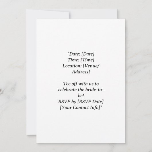 ゴルフボール付きゴルフブライダルシャワー日付を保存 招待状 (裏面)