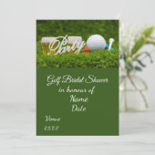 ゴルフボール付きゴルフブライダルシャワー日付を保存 招待状 (スタンド正面)