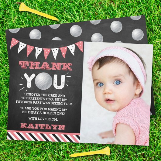 ゴルフボール任意の年齢の誕生日写真 サンキューカード