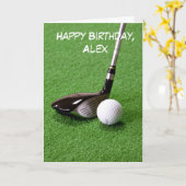 ゴルフボール及びクラブパーソナライズされた誕生日 カード (黄色い花)