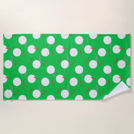 ゴルフボール及びティーのパターン、おもしろいゴルファー ビーチタオル