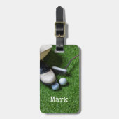 ゴルフボール及びパターを備えたゴルファーバッグラベル ラゲッジタグ (正面縦)