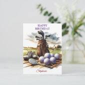 ゴルフボール好きのための面白い誕生日メッセージ ポストカード (スタンド正面)