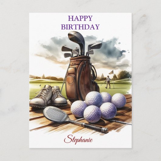 ゴルフボール好きのための面白い誕生日メッセージ ポストカード (正面)