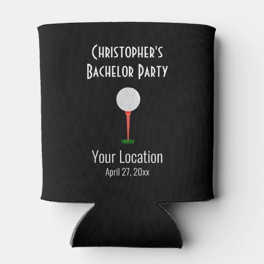 ゴルフボール独身パーティーの結婚式の贈り物 缶クーラー (裏面)