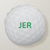 ゴルフボール男性ゴルファーかわいいグリーンブラック ラウンドクッション (裏面)