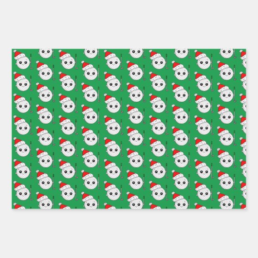 ゴルフボール誕生日とクリスマス ラッピングペーパーシート (正面3)