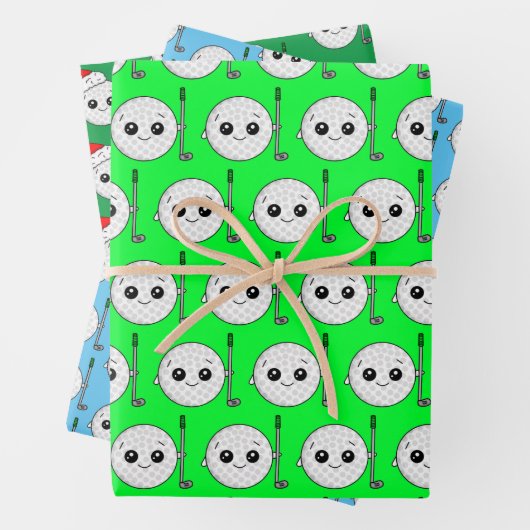 ゴルフボール誕生日とクリスマス ラッピングペーパーシート (インサイチュ)