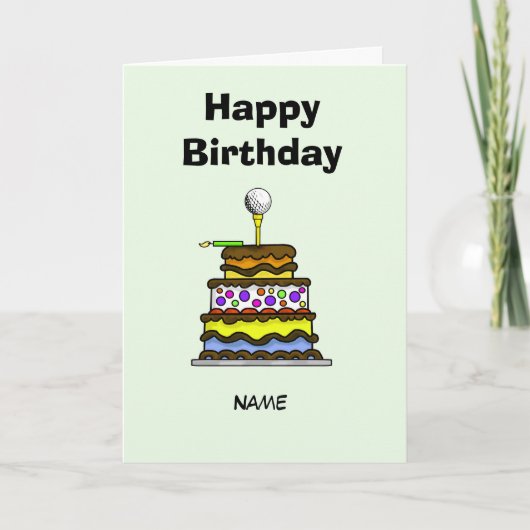 ゴルフボール誕生日カード付きケーキ カード (正面)