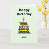 ゴルフボール誕生日カード付きケーキ カード (黄色い花)