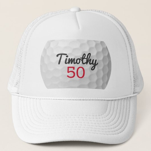 ゴルフボール誕生日パーティー – 50thまたは他の年 キャップ (正面)