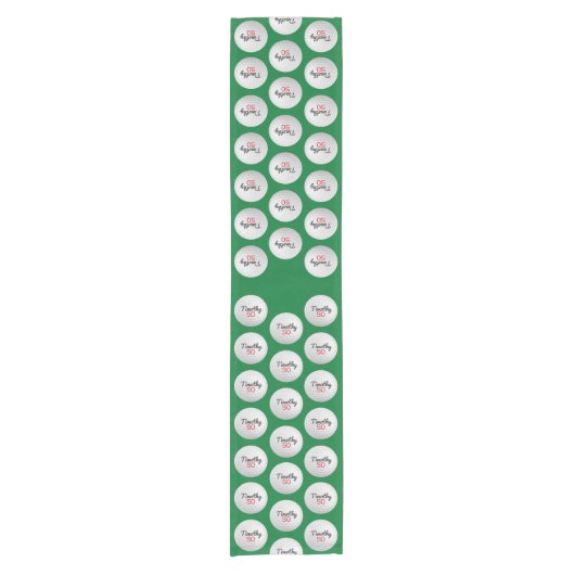 ゴルフボール誕生日パーティー – 50thまたは他の年 ショートテーブルランナー (正面)