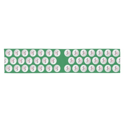 ゴルフボール誕生日パーティー – 50thまたは他の年 ショートテーブルランナー (横)