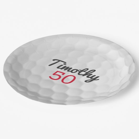 ゴルフボール誕生日パーティー – 50thまたは他の年 ペーパープレート (アングル)