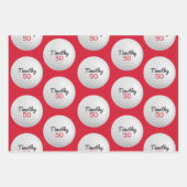 ゴルフボール誕生日パーティー – 50thまたは他の年 ラッピングペーパーシート (正面2)