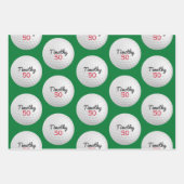 ゴルフボール誕生日パーティー – 50thまたは他の年 ラッピングペーパーシート (正面)