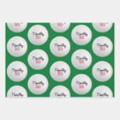 ゴルフボール誕生日パーティー – 50thまたは他の年 ラッピングペーパーシート (正面2)