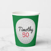 ゴルフボール誕生日パーティー – 50thまたは他の年 紙コップ (裏面)