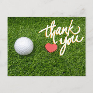 ゴルフボール赤いハートオングリーン愛あ感謝していなたと一緒 ポストカード