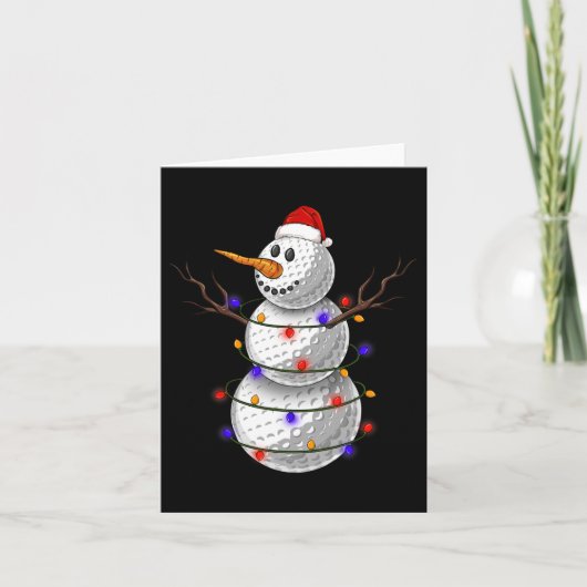 ゴルフボール雪だるまクリスマスライトおもしろい雪だるまS カード (正面)