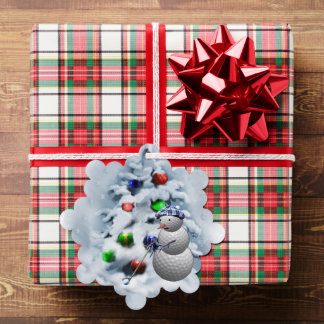 ゴルフボール雪だるまクリスマス オーナメントカード