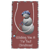 ゴルフボール雪だるまクリスマス スモールペーパーバッグ (正面)