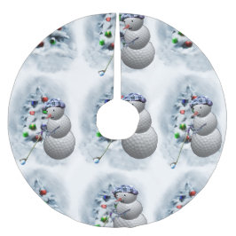 ゴルフボール雪だるまクリスマス ブラッシュドポリエステルツリースカート