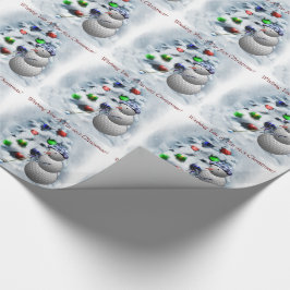 ゴルフボール雪だるまクリスマス ラッピングペーパー