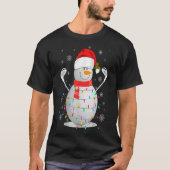 ゴルフボール雪だるまサンタハットクリスマスライトゴルフ Tシャツ (正面)