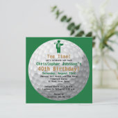 ゴルフボール·グリーン·金ゴールド·ゴルフの誕生日パーティーの招待 招待状 (スタンド正面)