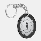 ゴルフボール ゴルファー 現代 モノグラム 可愛い ブラック スポーツ キーホルダー (正面左)