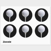 ゴルフボール&ティーオンブラック – カスタマイズテンプレート ラウンドシール (シート)