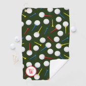 ゴルフボール&ティーゴルファーパターン（の模様が）あるモノグラム ゴルフタオル (インサイチュ)