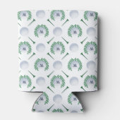 ゴルフボール,ティー,ローレルリースパターン&モノグラム 缶クーラー (裏面)