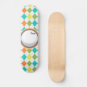 ゴルフボール;パカラフルタアーガイルーン スケートボード (正面)