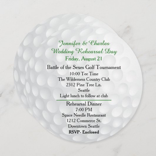 ゴルフボール プレウェディング フェスティビティ 招待状 (正面/裏面)